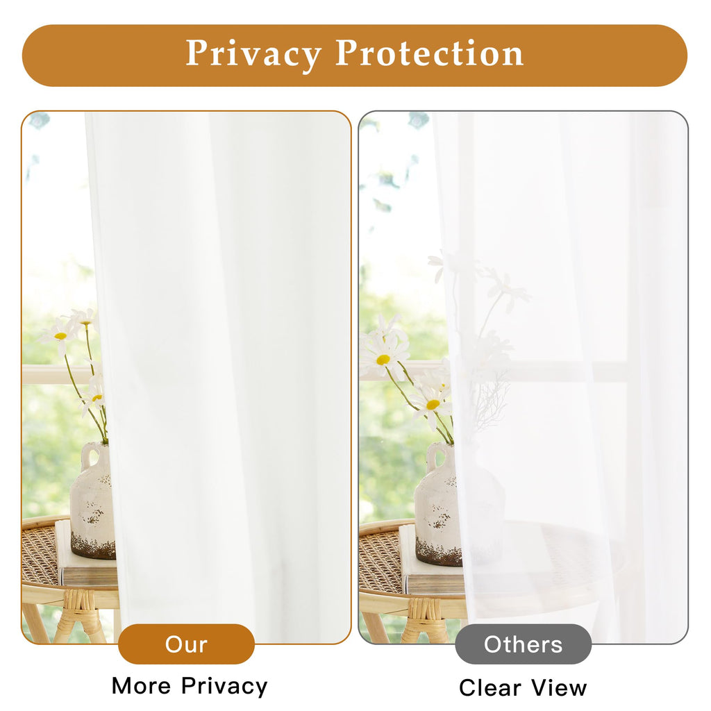 White 84 inches Long Semi Sheer Curtains O8853