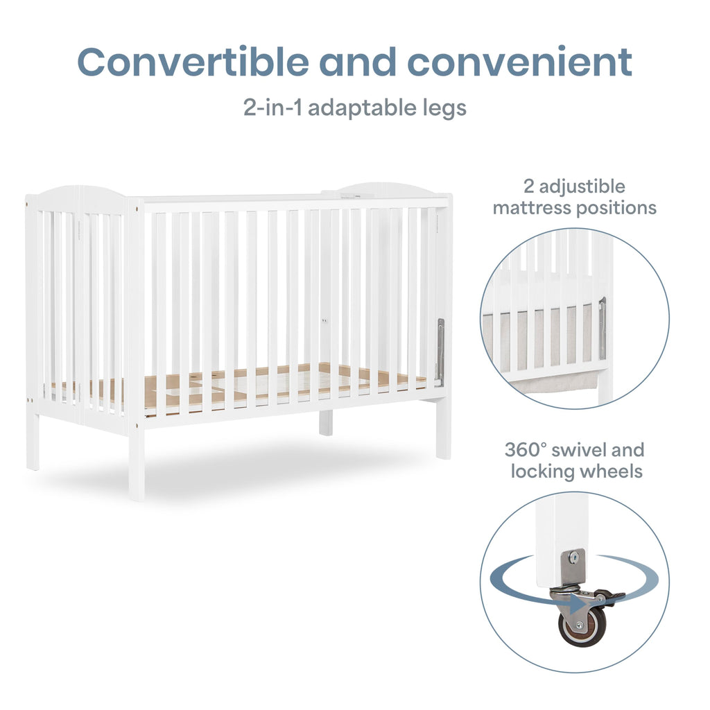 Full Size 2-in-1 Folding Baby Crib White C8920