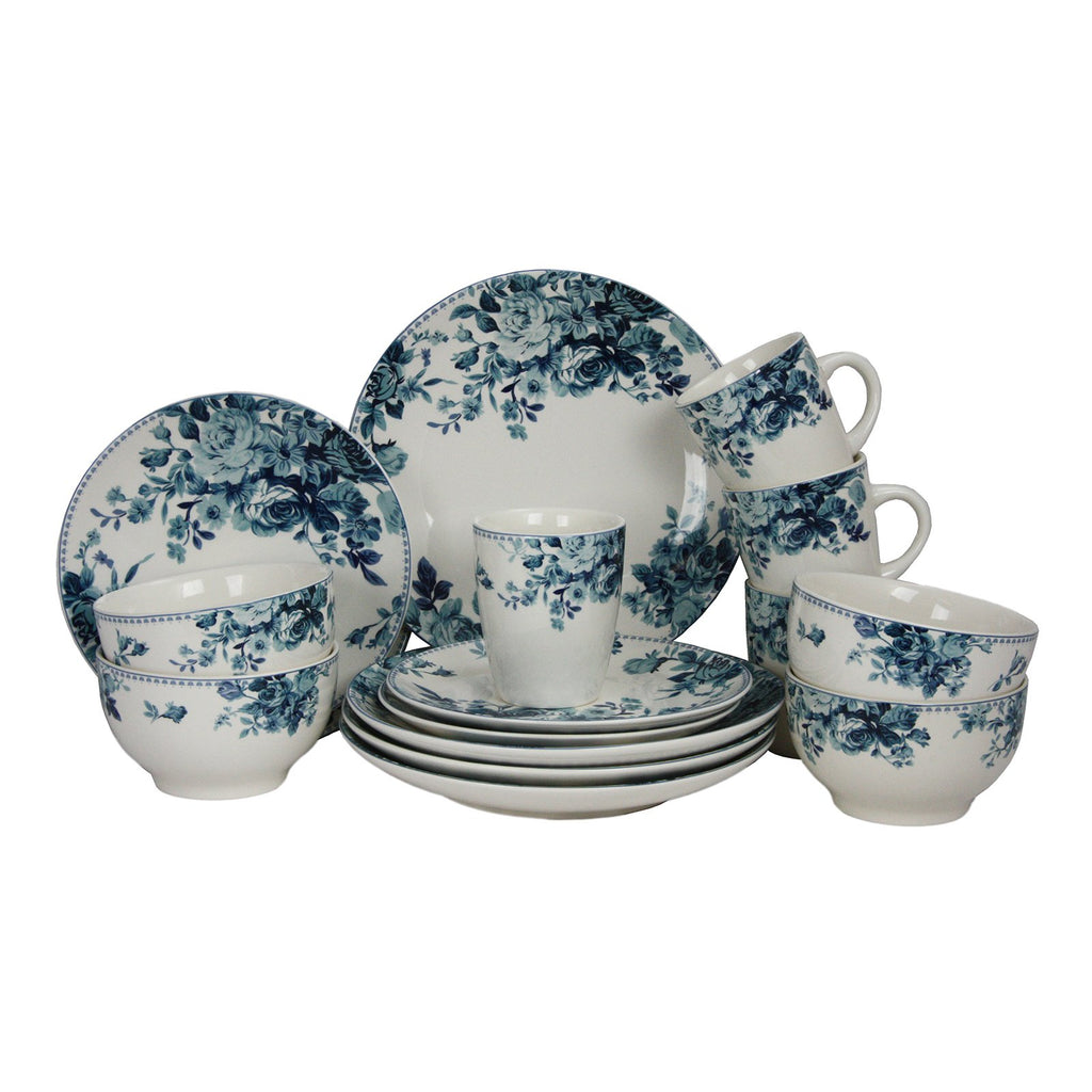 Blue 16 Piece Stoneware Dinnerware Set F14118