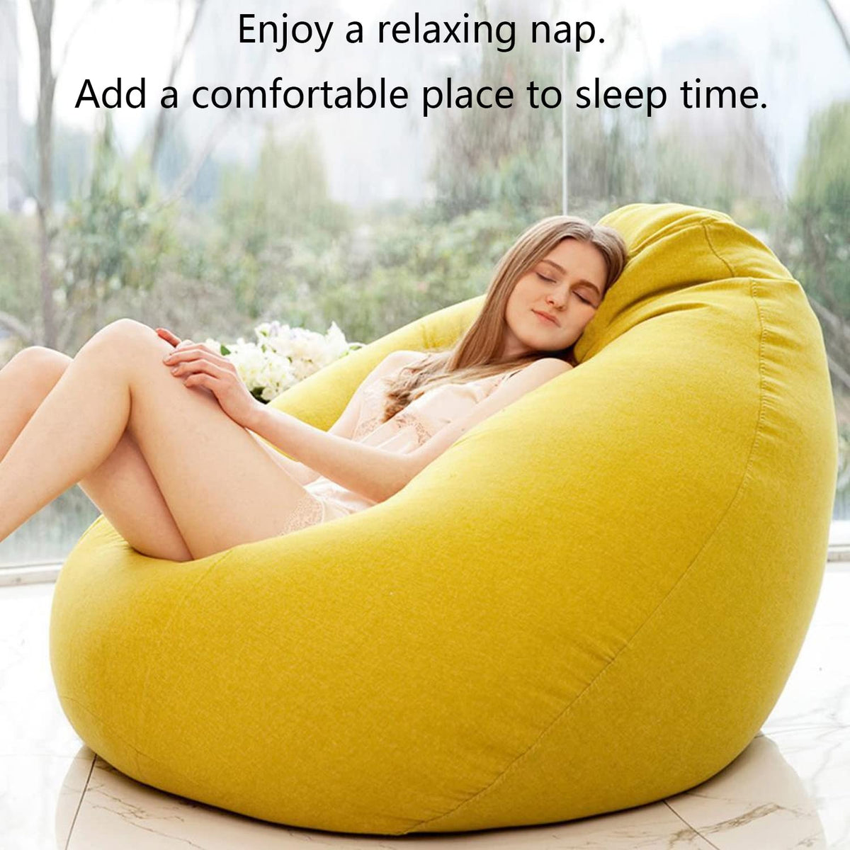 Yellow Bean Bag Chair Cover 70x80cm Y46161