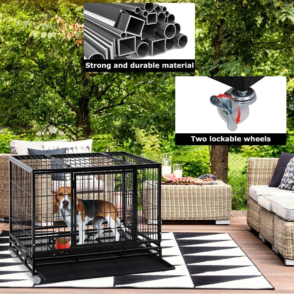 48 Inches Heavy Duty Dog Crate with Plastic Tray Y1284