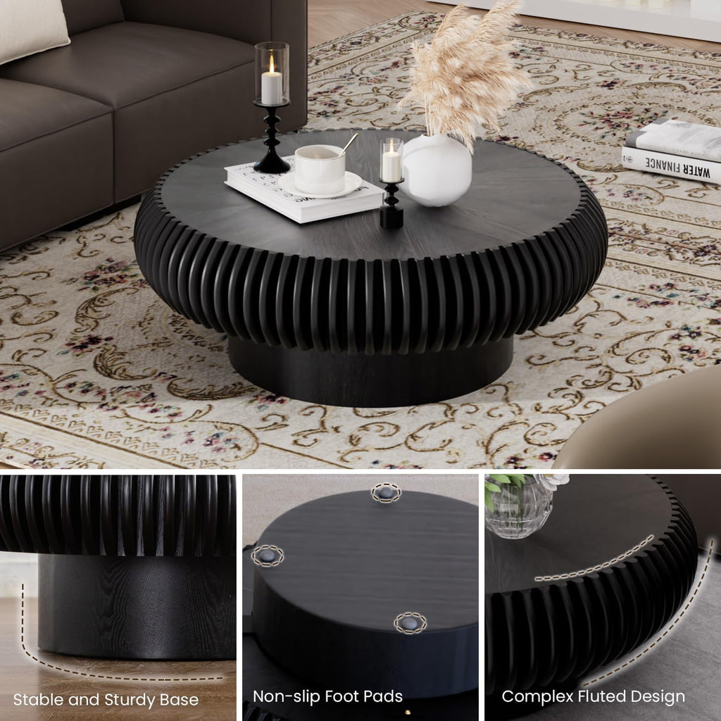 31.5" Black Drum Coffee Table O16210