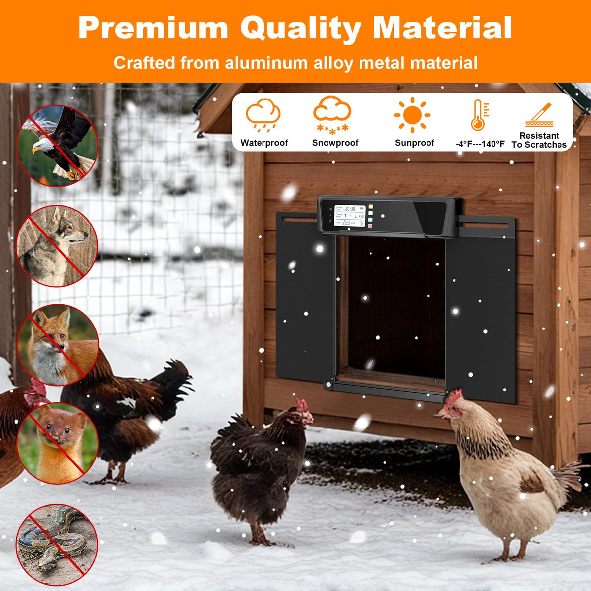 Automatic Chicken Coop Door Solar Powered with Timer & Light Sensor C62372