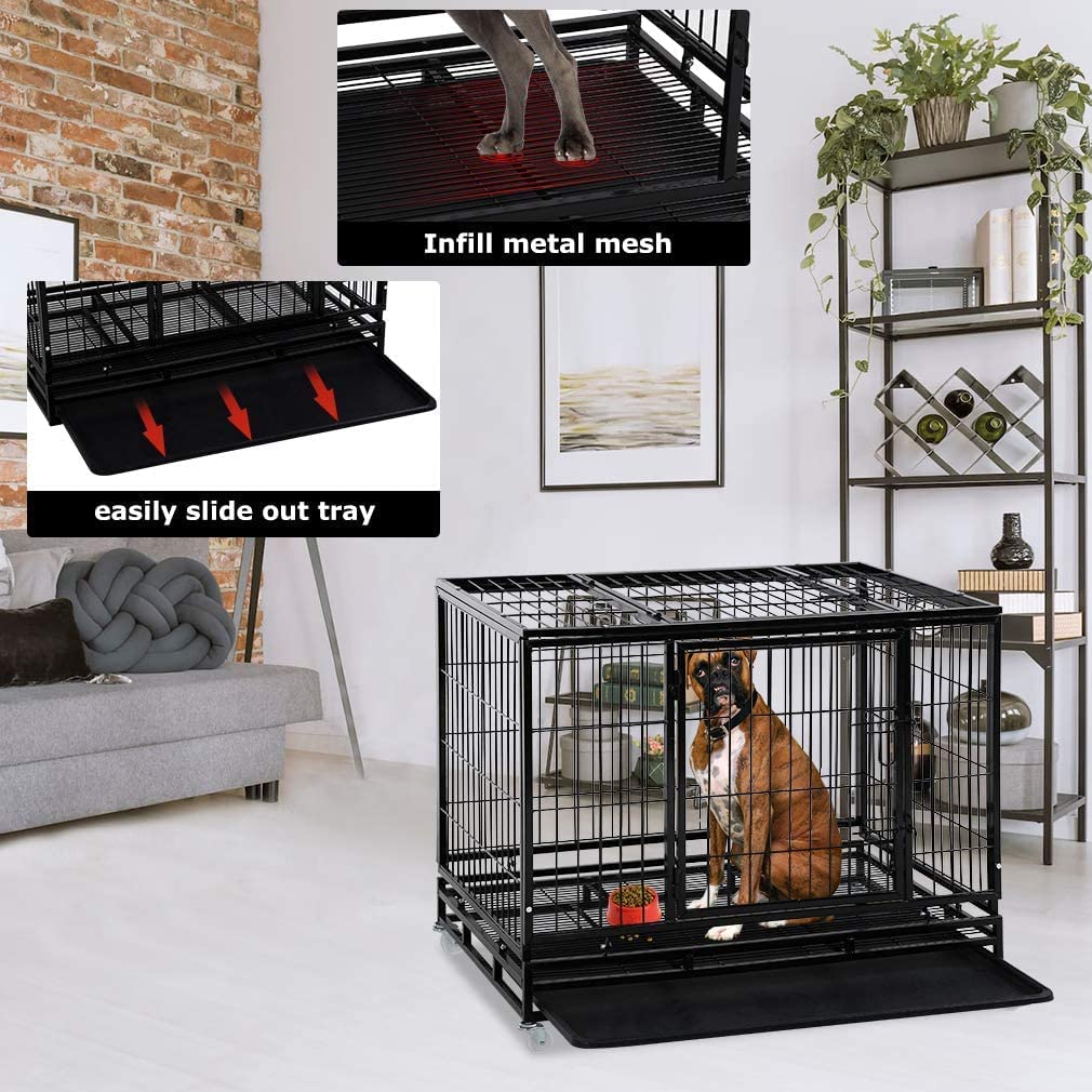 48 Inches Heavy Duty Dog Crate with Plastic Tray Y1284