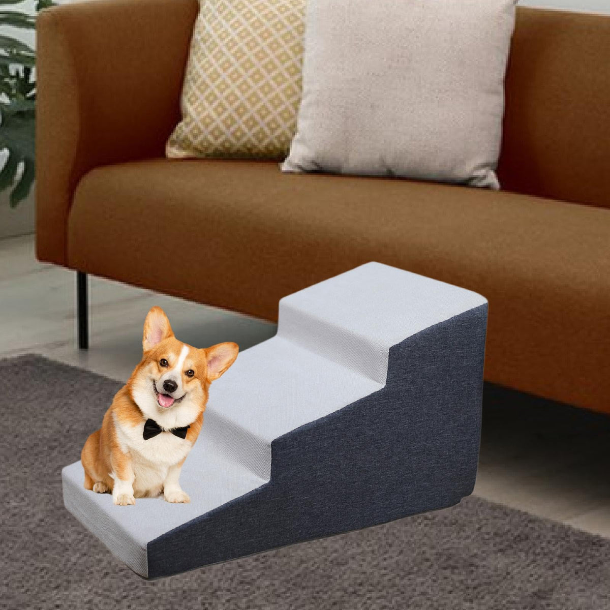 3 Step Dog Stairs Non-Slip Dark Gray M466