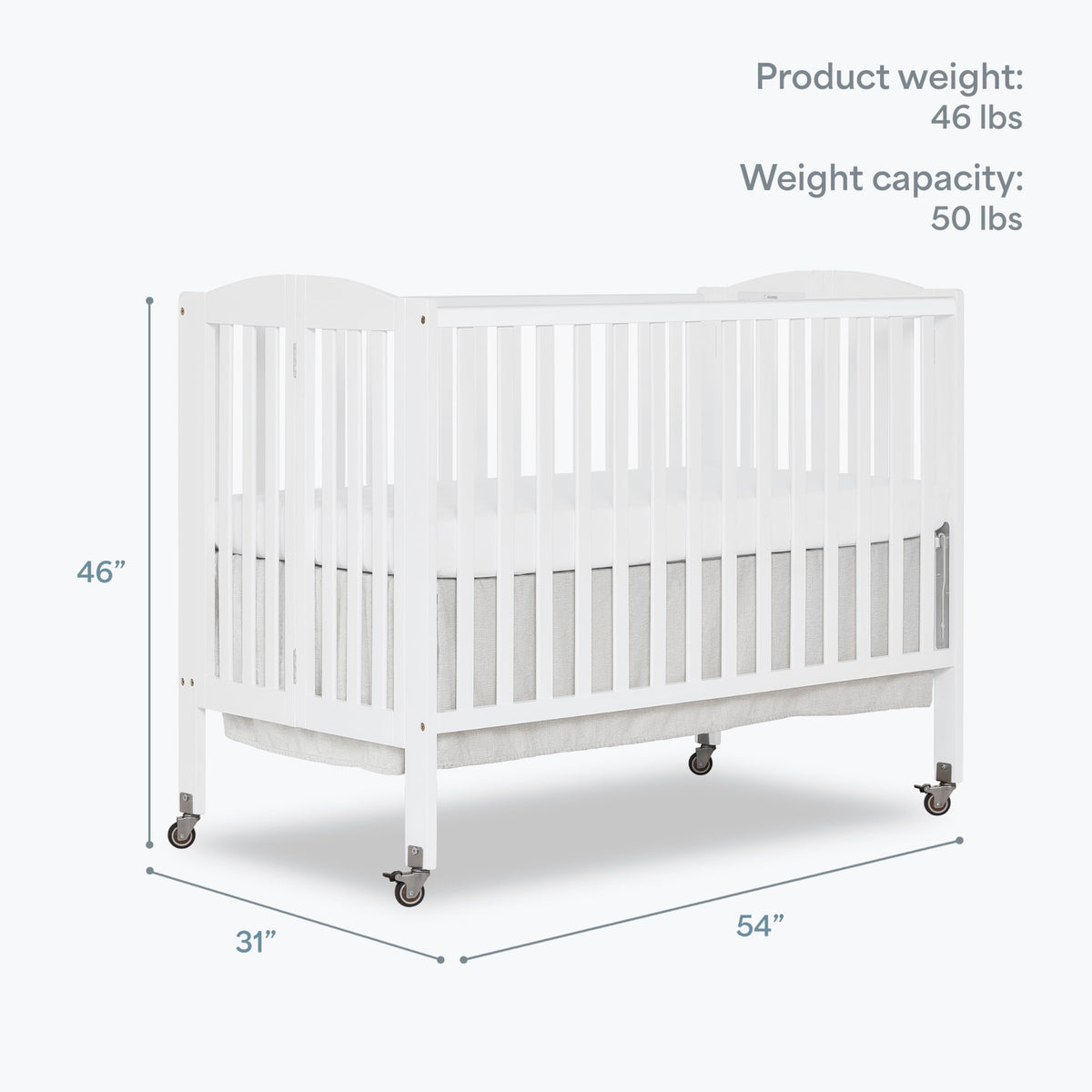Full Size 2-in-1 Folding Baby Crib White C8920