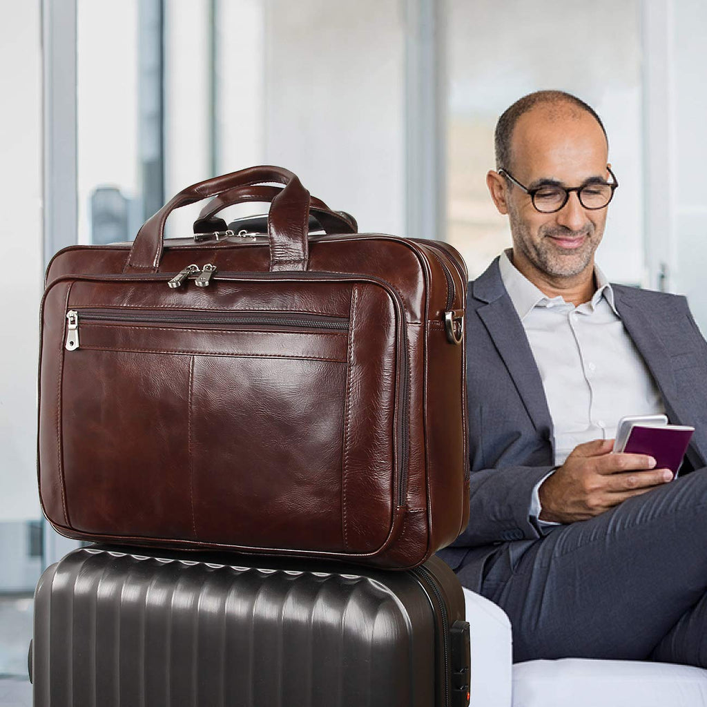 Leather 16'' Laptop Messenger Bag R8762