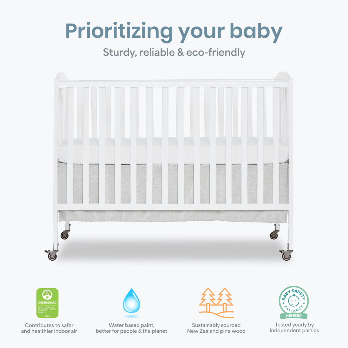 Full Size 2-in-1 Folding Baby Crib White C8920