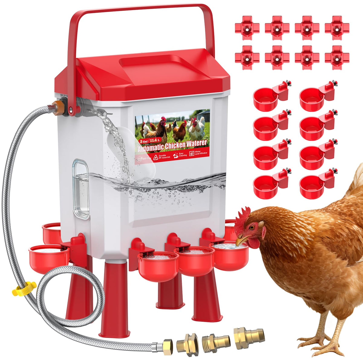 Automatic Chicken Waterer 3 Gallons with Float Valve E344