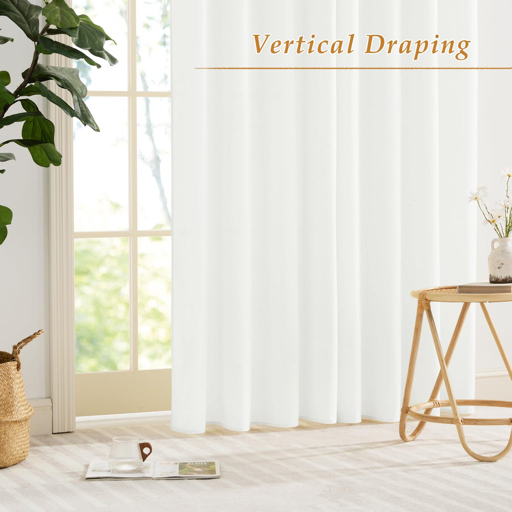 White 84 inches Long Semi Sheer Curtains O8853