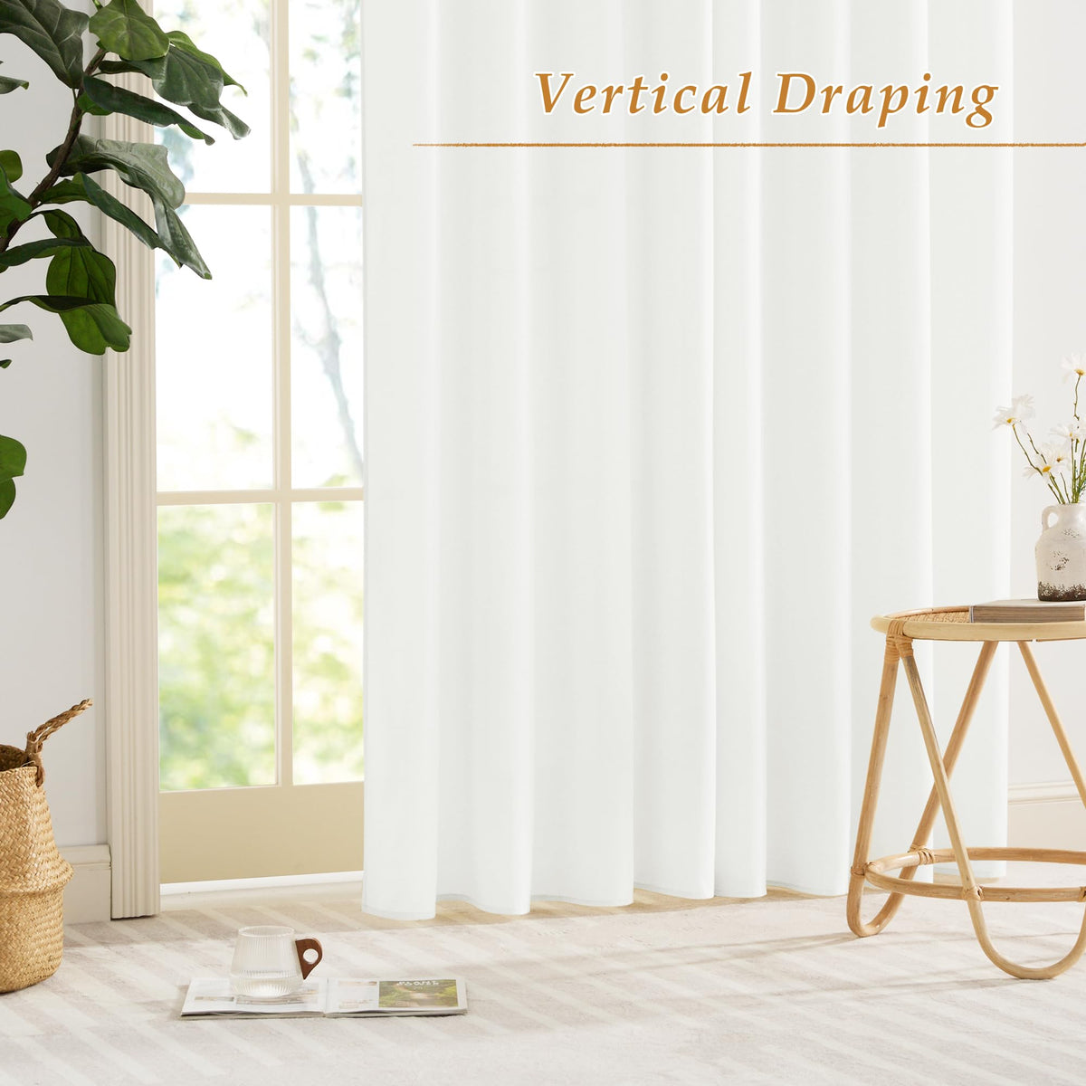 White 84 inches Long Semi Sheer Curtains O8853