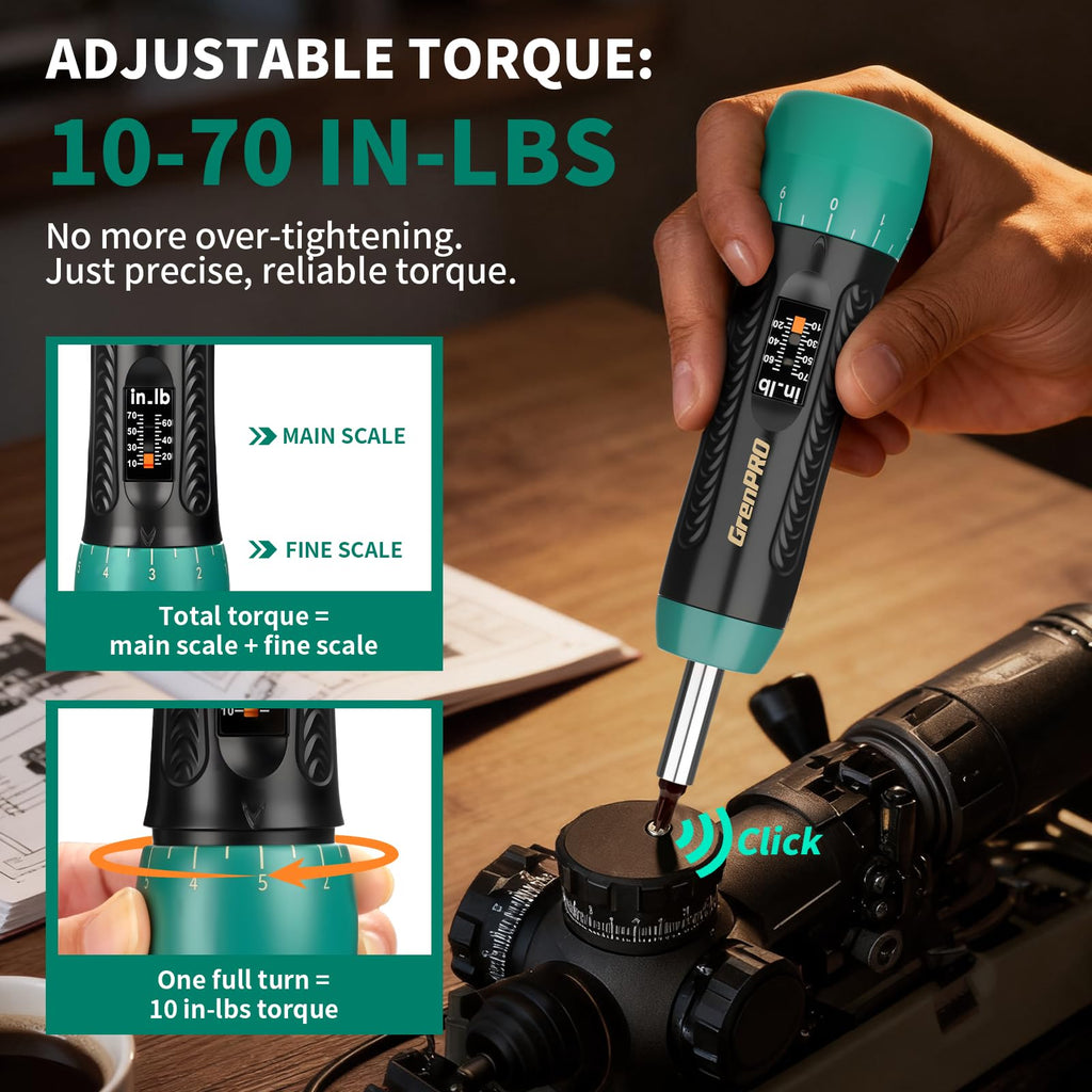 Torque Screwdriver 5-70 in-lb 1/4" Drive Precision Driver Set X41490