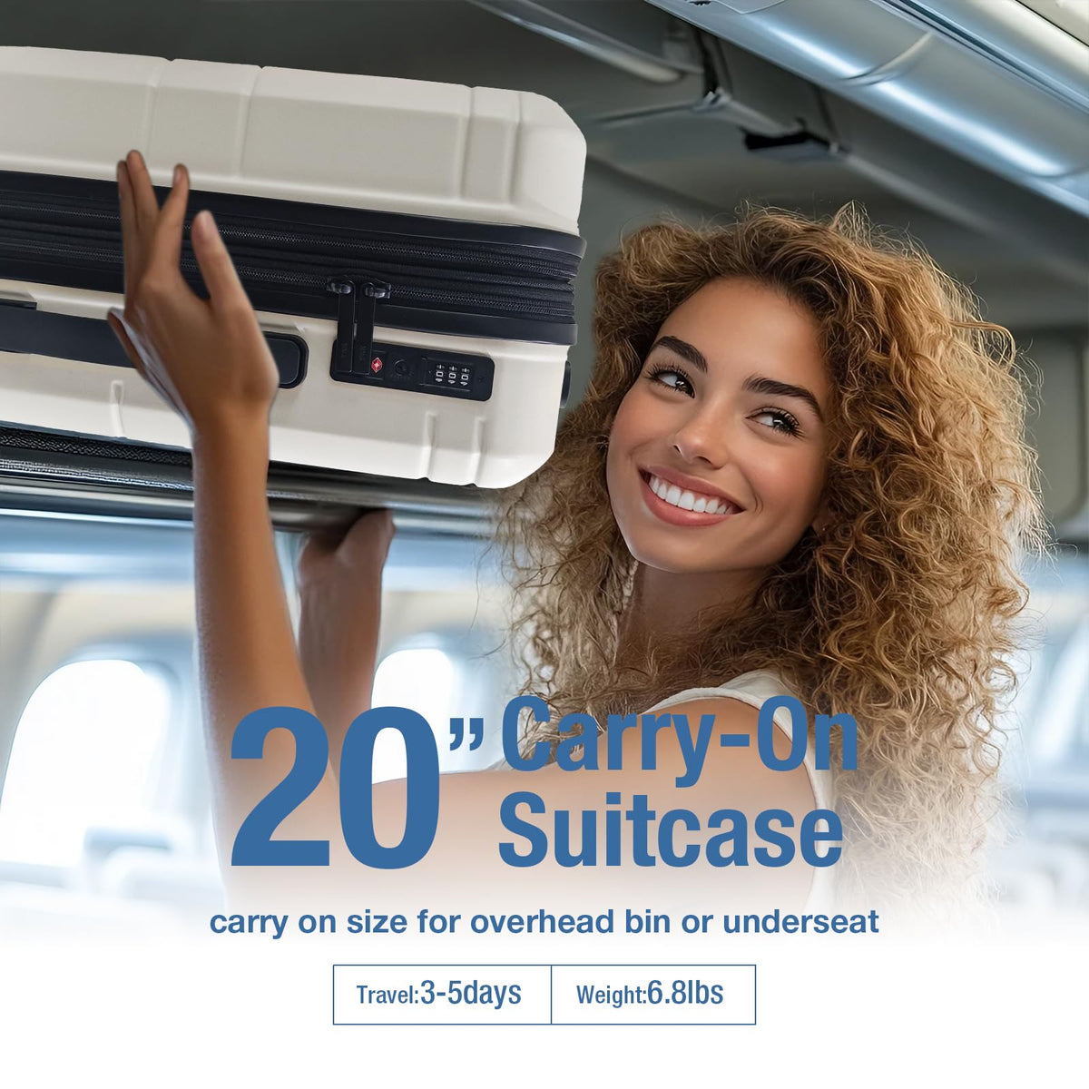 White 20 Inch Hardshell Carry On Luggage E273969