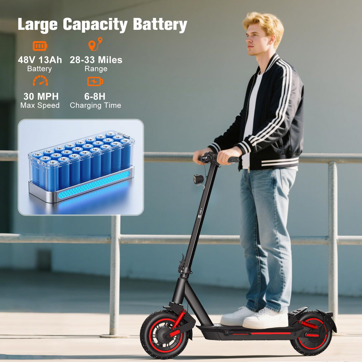 Electric Scooter for Adults, 1200W Motor, 30 MPH, 33 Miles Range, Foldable F2961