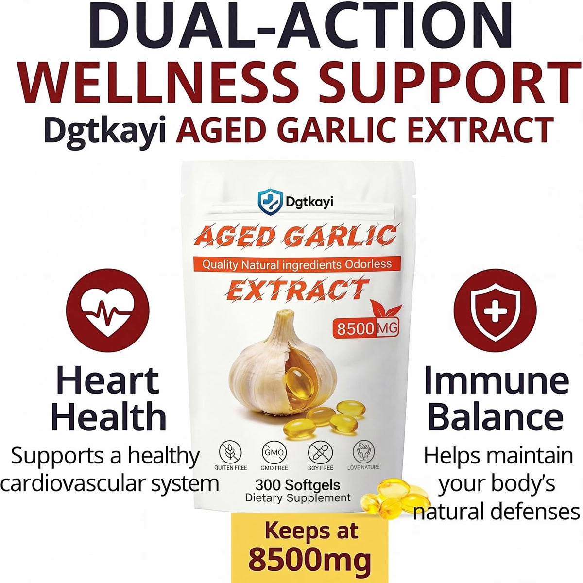 Odorless 8500mg Aged Garlic Extract 300 Softgels J82766