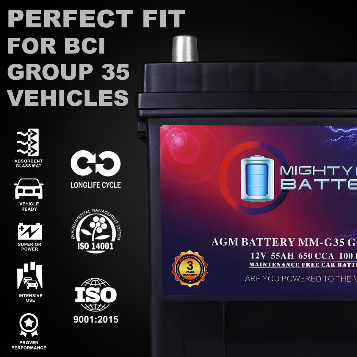 12V 55Ah AGM Replacement Battery I47709