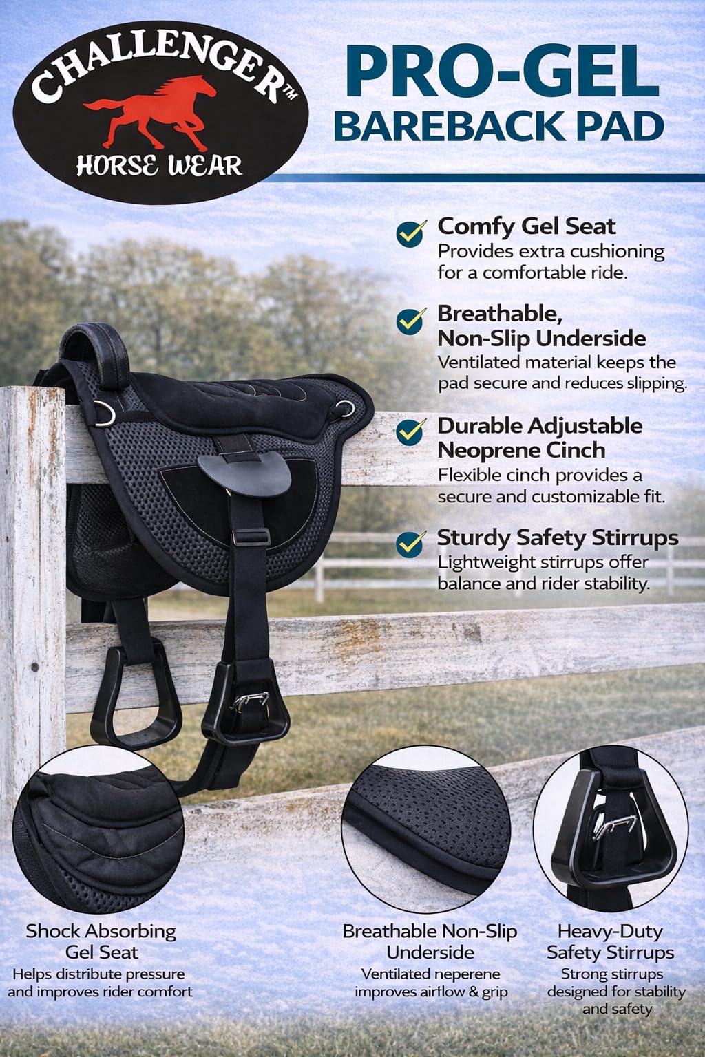 Lightweight Breathable Neoprene Horse Saddle Pad A877546