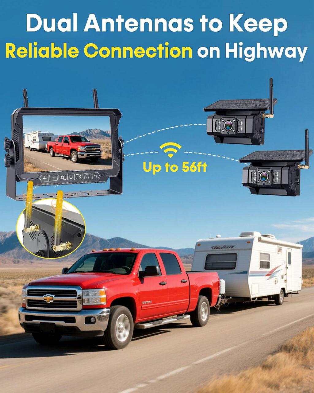 1080P Dual Magnetic Wireless Backup Camera 7" Split-Screen Z7151