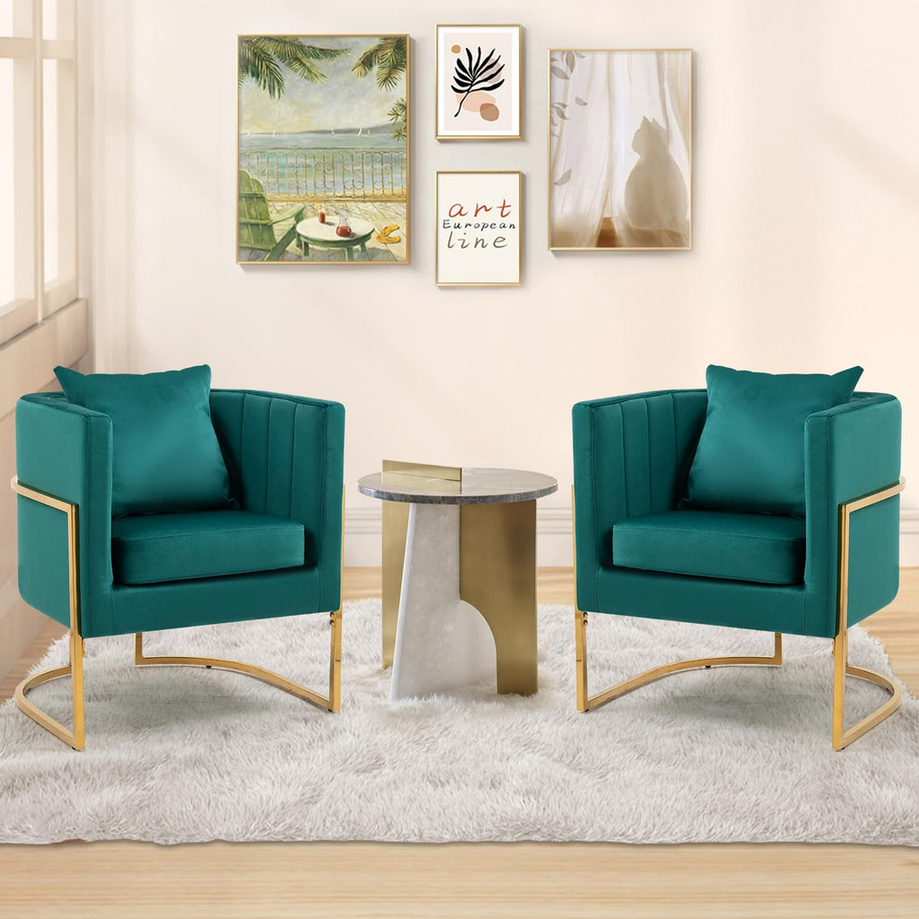 Velvet Accent Chairs Set of 2 Green I20065