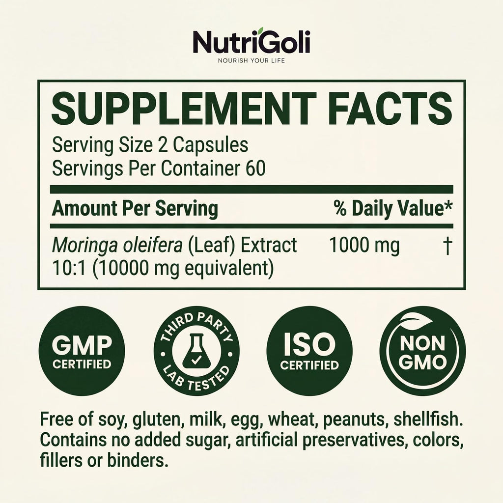 Moringa Capsules 1000mg 120 Vegetarian Capsules G5896