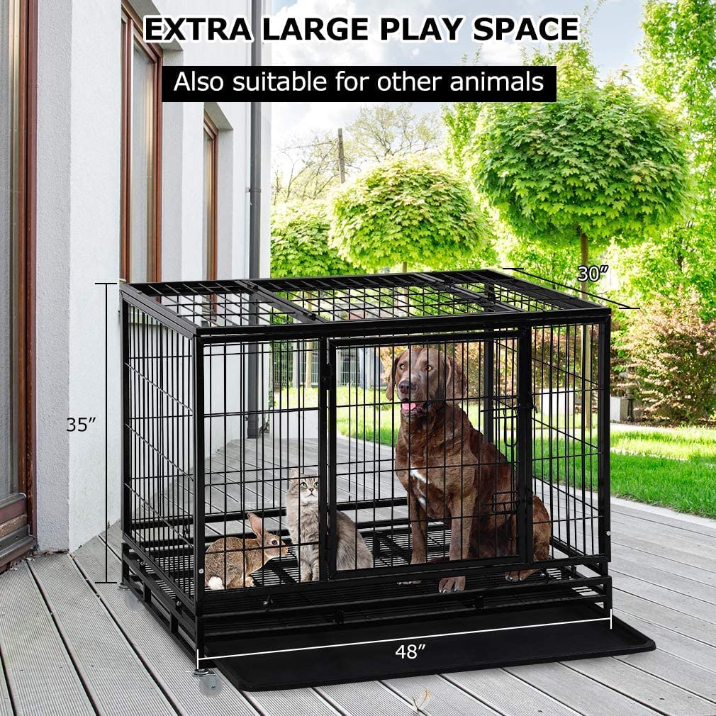 48 Inches Heavy Duty Dog Crate with Plastic Tray Y1284