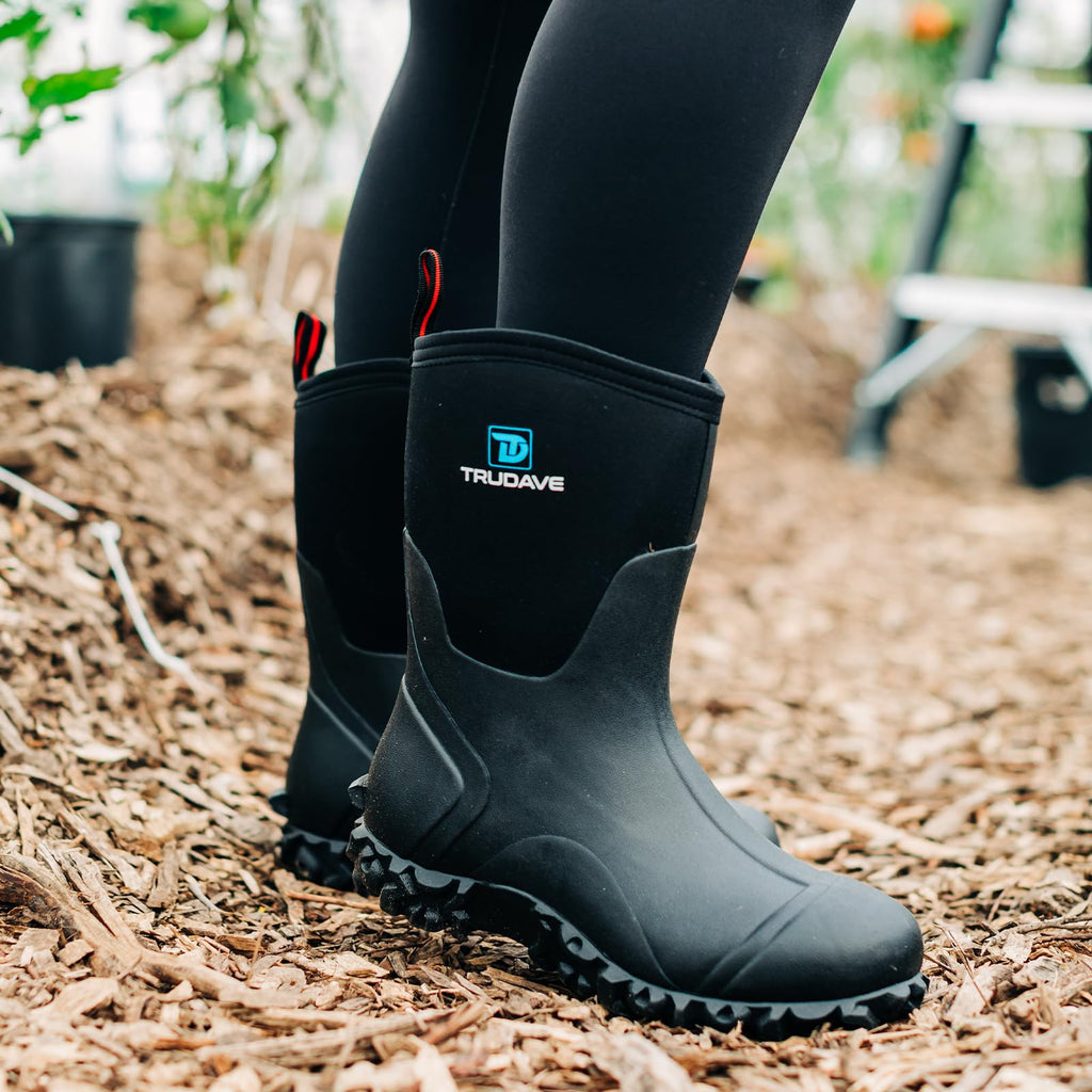 Rubber Boots with Steel Shank, 6mm Neoprene Mid Calf Rain Boots L56267