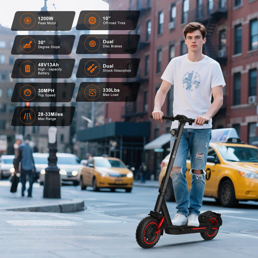 Electric Scooter for Adults, 1200W Motor, 30 MPH, 33 Miles Range, Foldable F2961