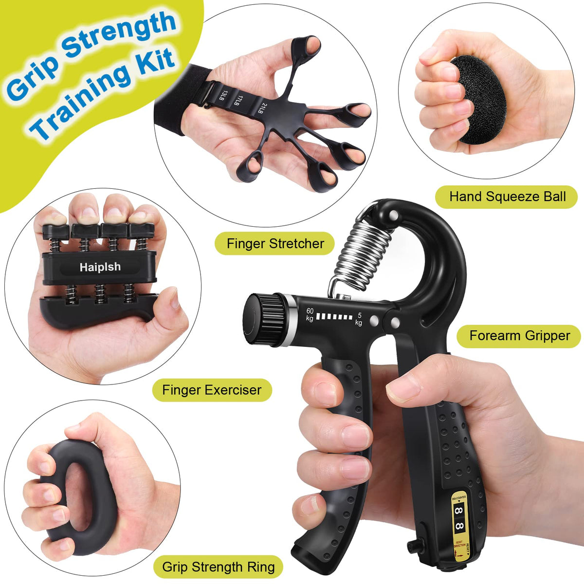 5 Pack Silicone Hand Grip Strengthener Kit K5542