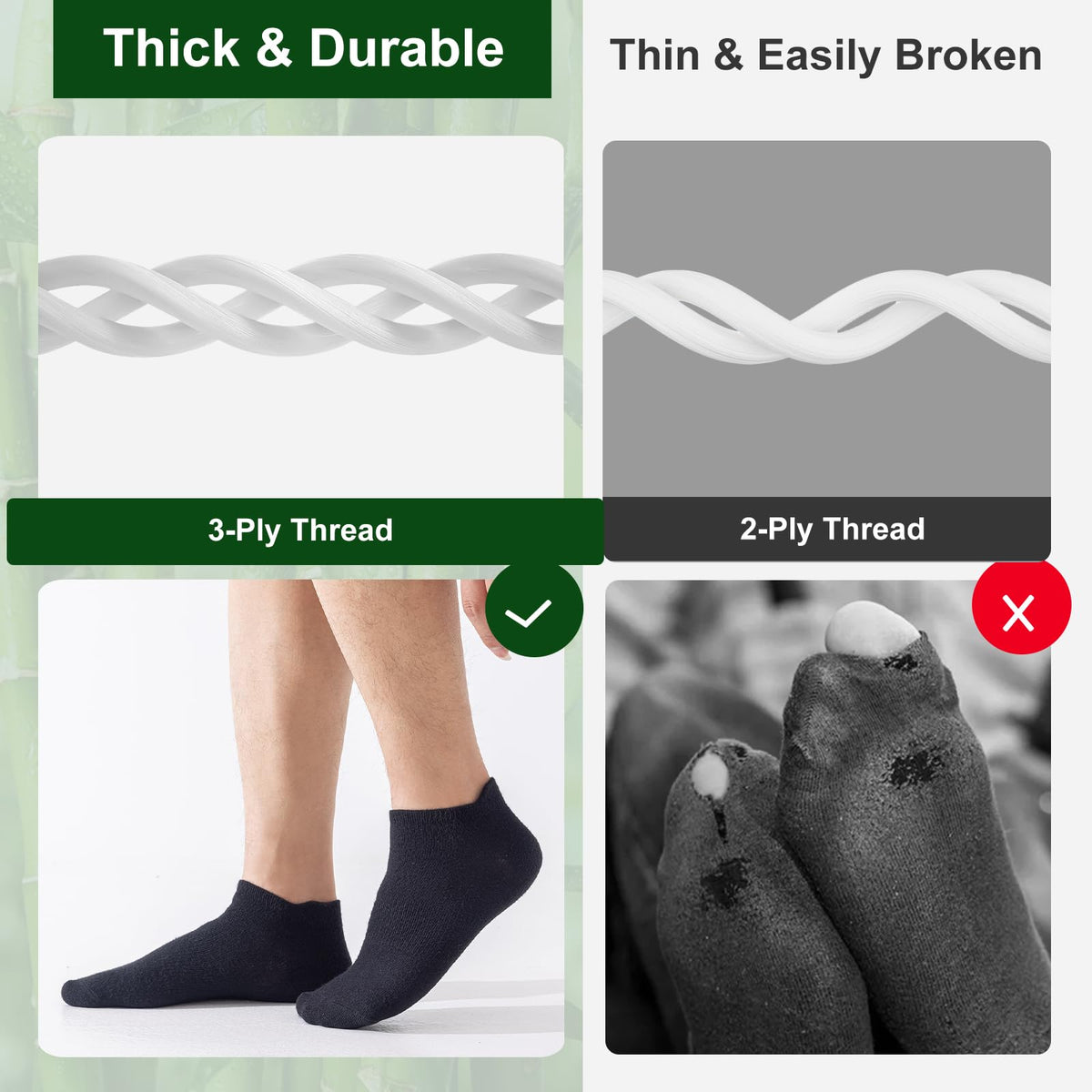 Ankle Socks for Men, 6 Pairs, Bamboo Rayon Breathable Low Cut U526