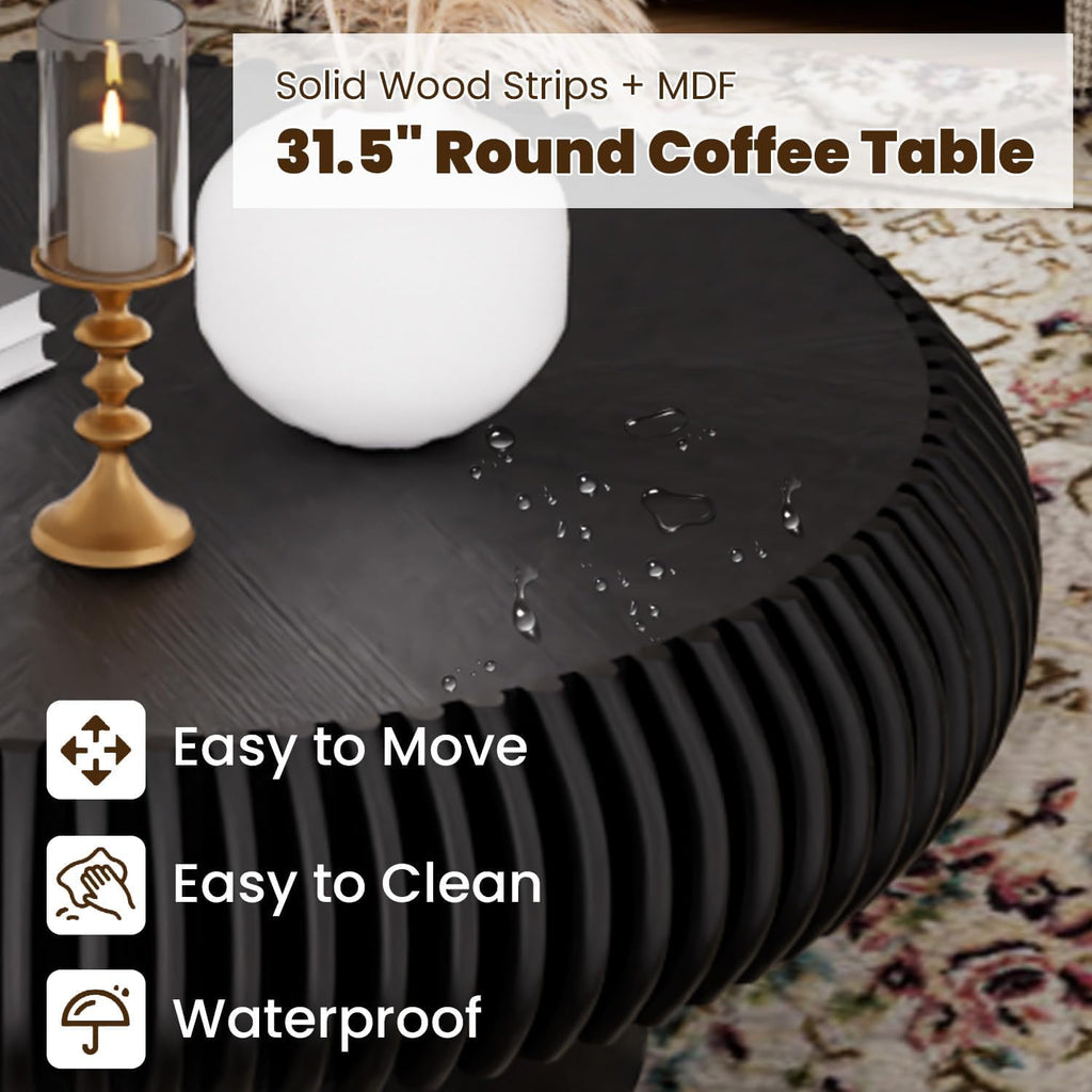 31.5" Black Drum Coffee Table O16210