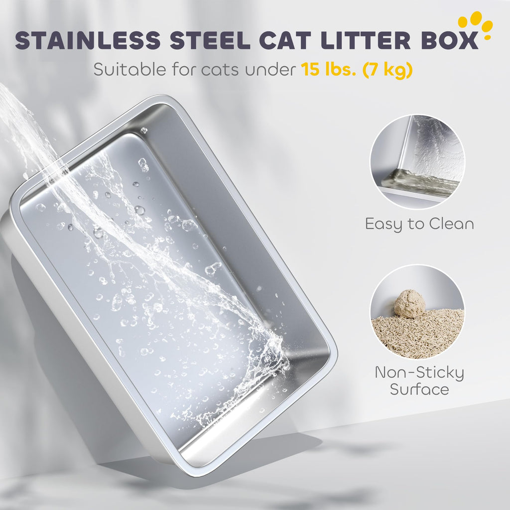 Extra Large Enclosed Stainless Steel Cat Litter Box K2388