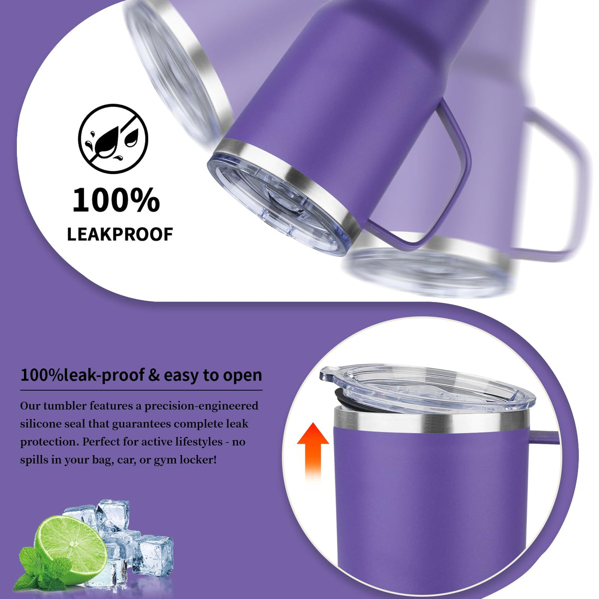 20oz Insulated Stainless Steel Tumbler with Handle and Straw I6234