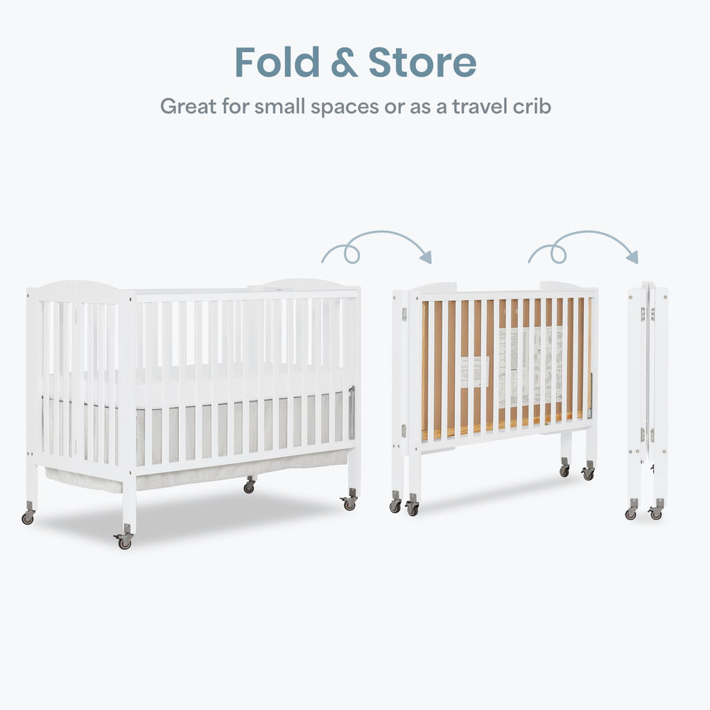 Full Size 2-in-1 Folding Baby Crib White C8920