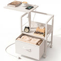 White Night Stand with Charging Station & Swivel Top M9226