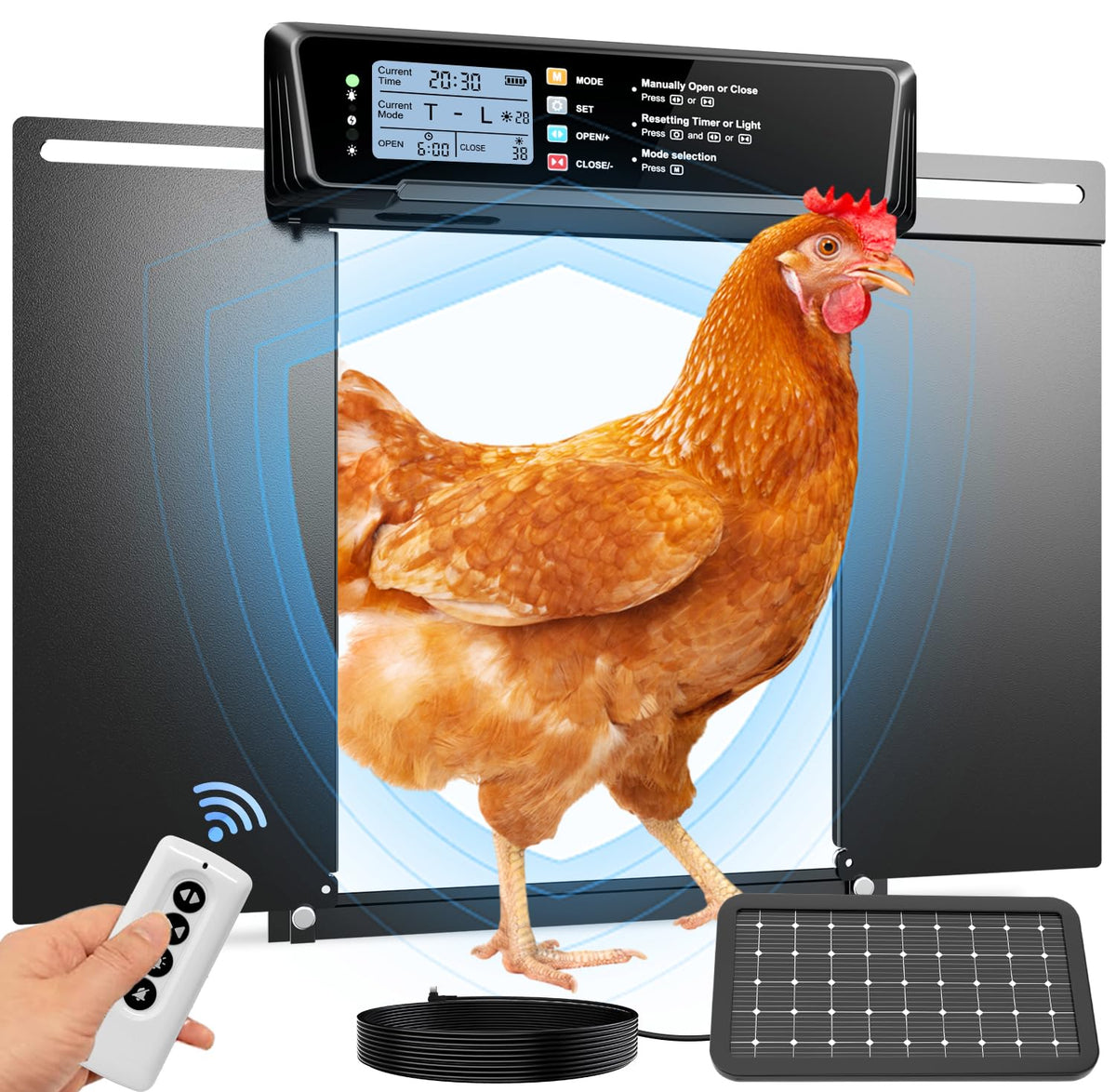 Automatic Chicken Coop Door Solar Powered with Timer & Light Sensor C62372