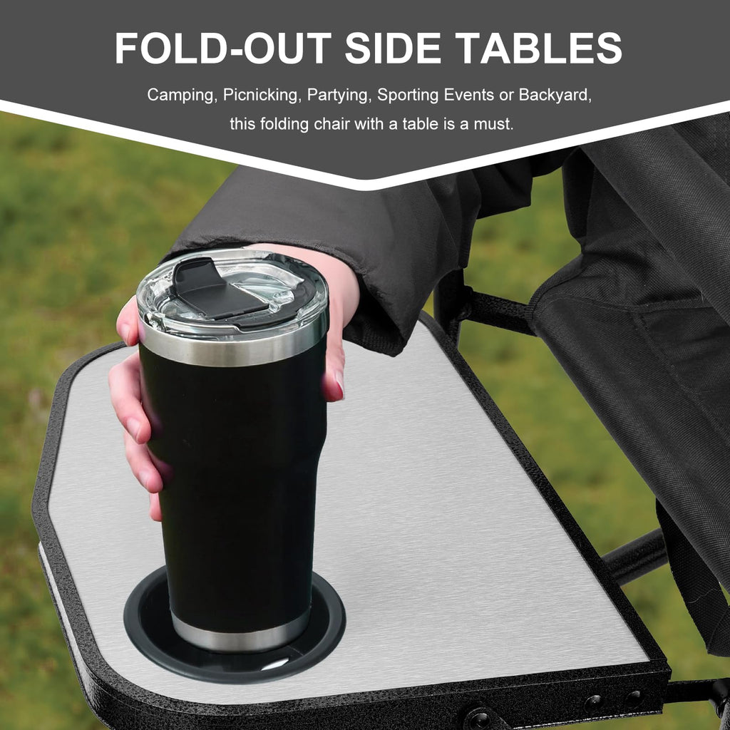 Camping Chairs, Folding Chairs for Outside, Directors Chairs Foldable Adults Heavy Duty, Support to 450LBS V615491
