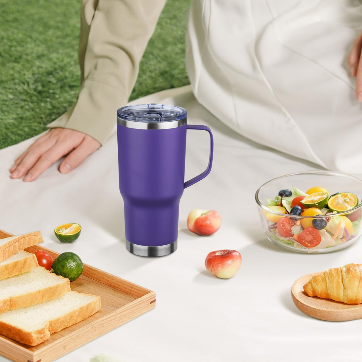 20oz Insulated Stainless Steel Tumbler with Handle and Straw I6234