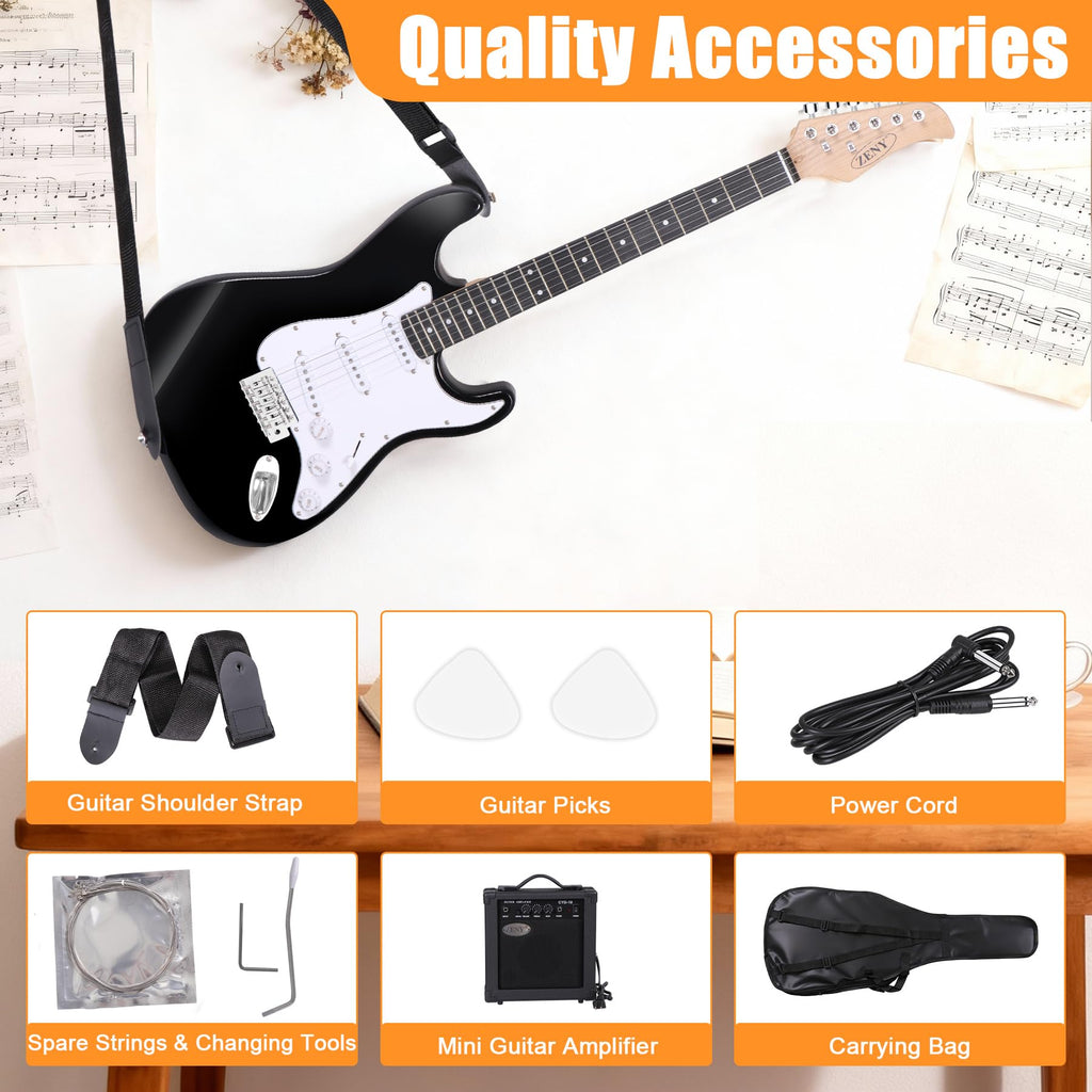 39 Inch Full Size Electric Guitar Kit with Strap, Amp, Case Bag and Strings G8377