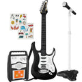 Kids Electric Guitar Set with Microphone & Amp Black T24231