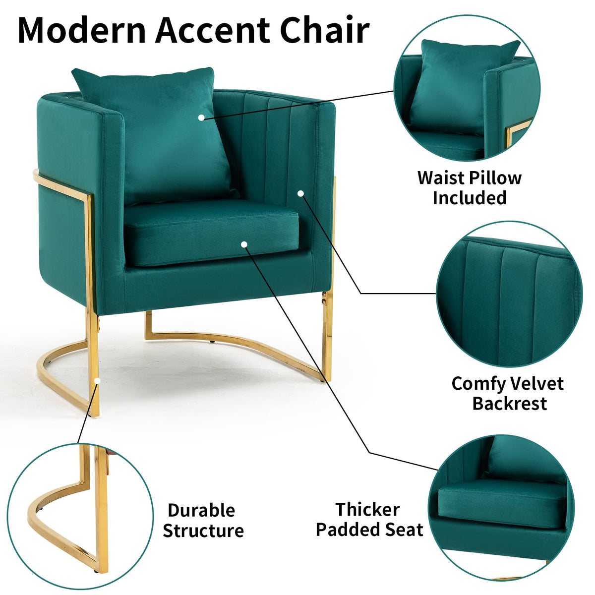 Velvet Accent Chairs Set of 2 Green I20065