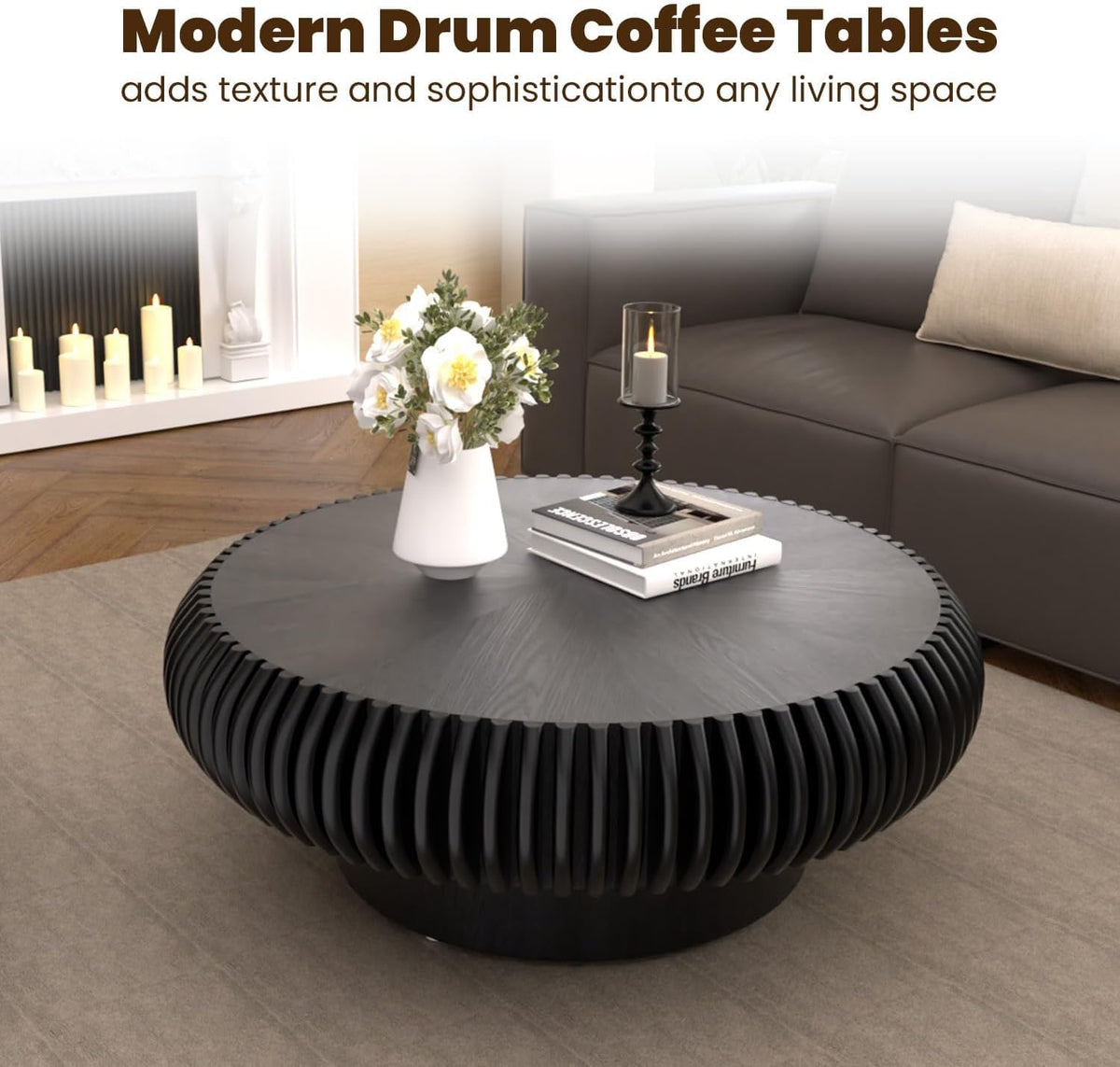 31.5" Black Drum Coffee Table O16210