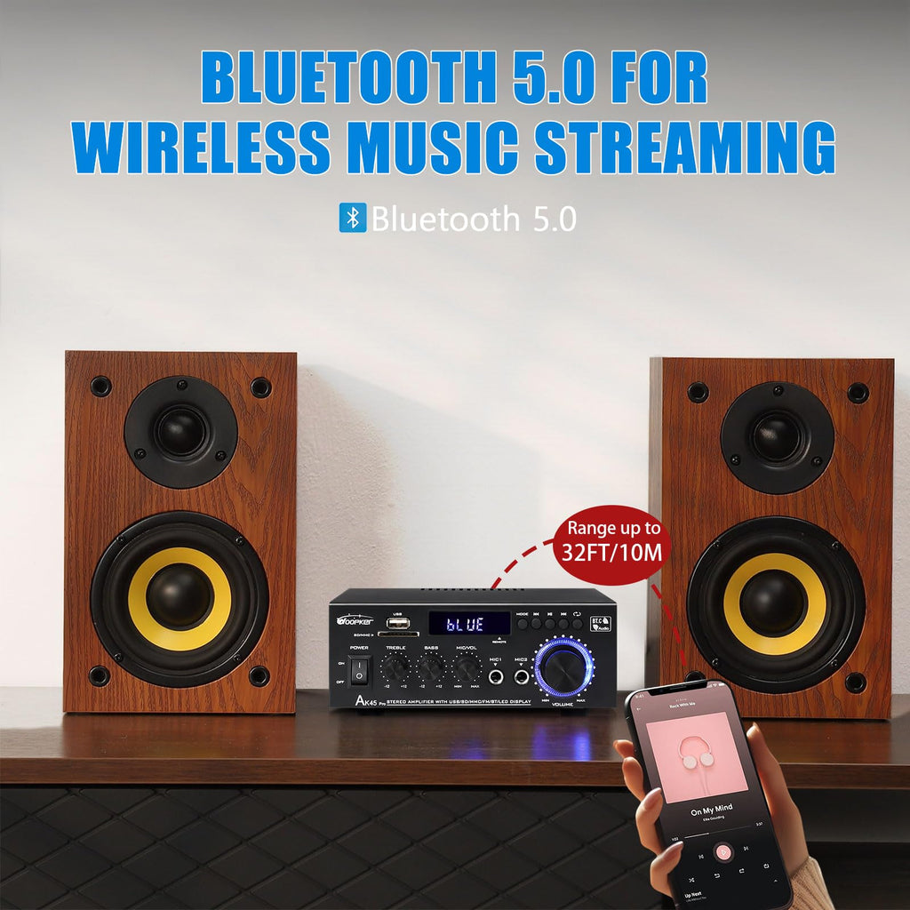 400W 2 Channel Bluetooth 5.0 Stereo Audio Amplifier G31292
