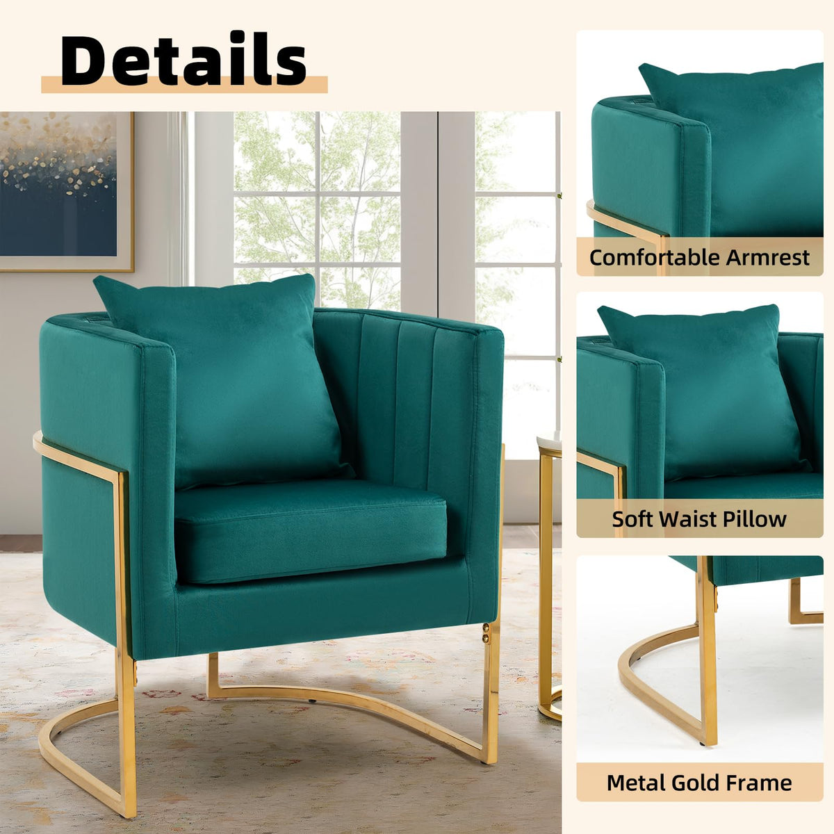 Velvet Accent Chairs Set of 2 Green I20065