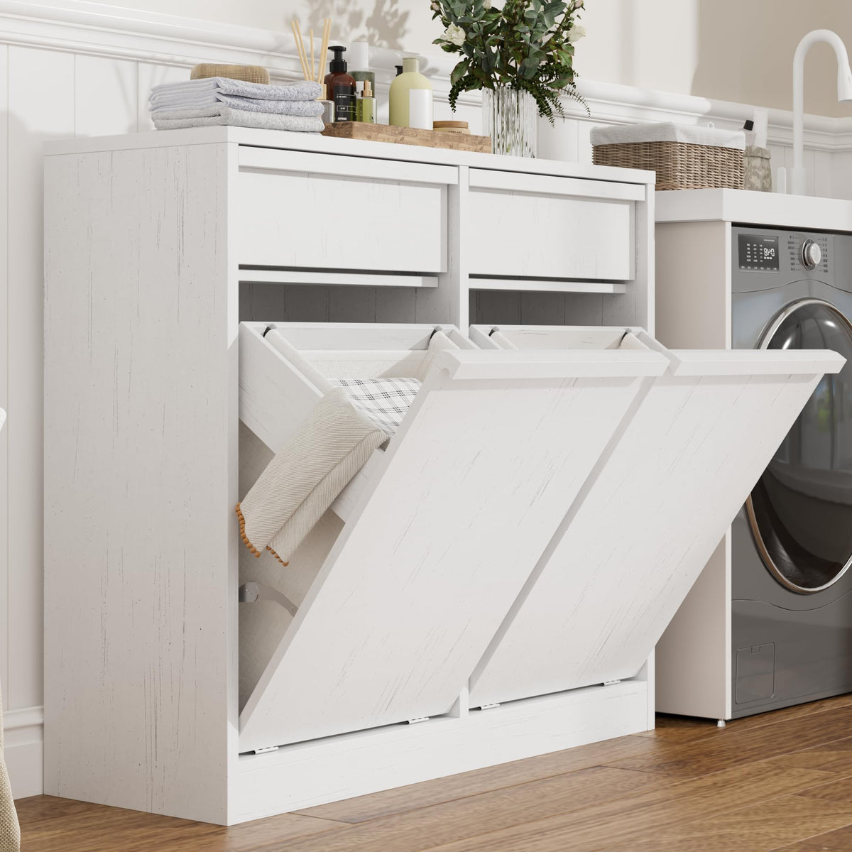 Double Tilt Out Laundry Hamper Cabinet Z6547
