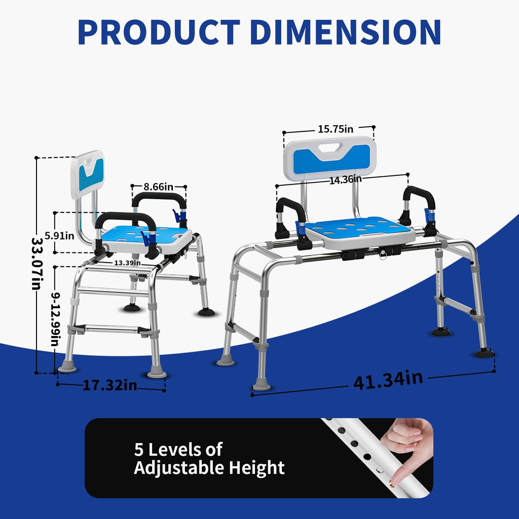Sliding Shower Chair with Arms and Back I9032