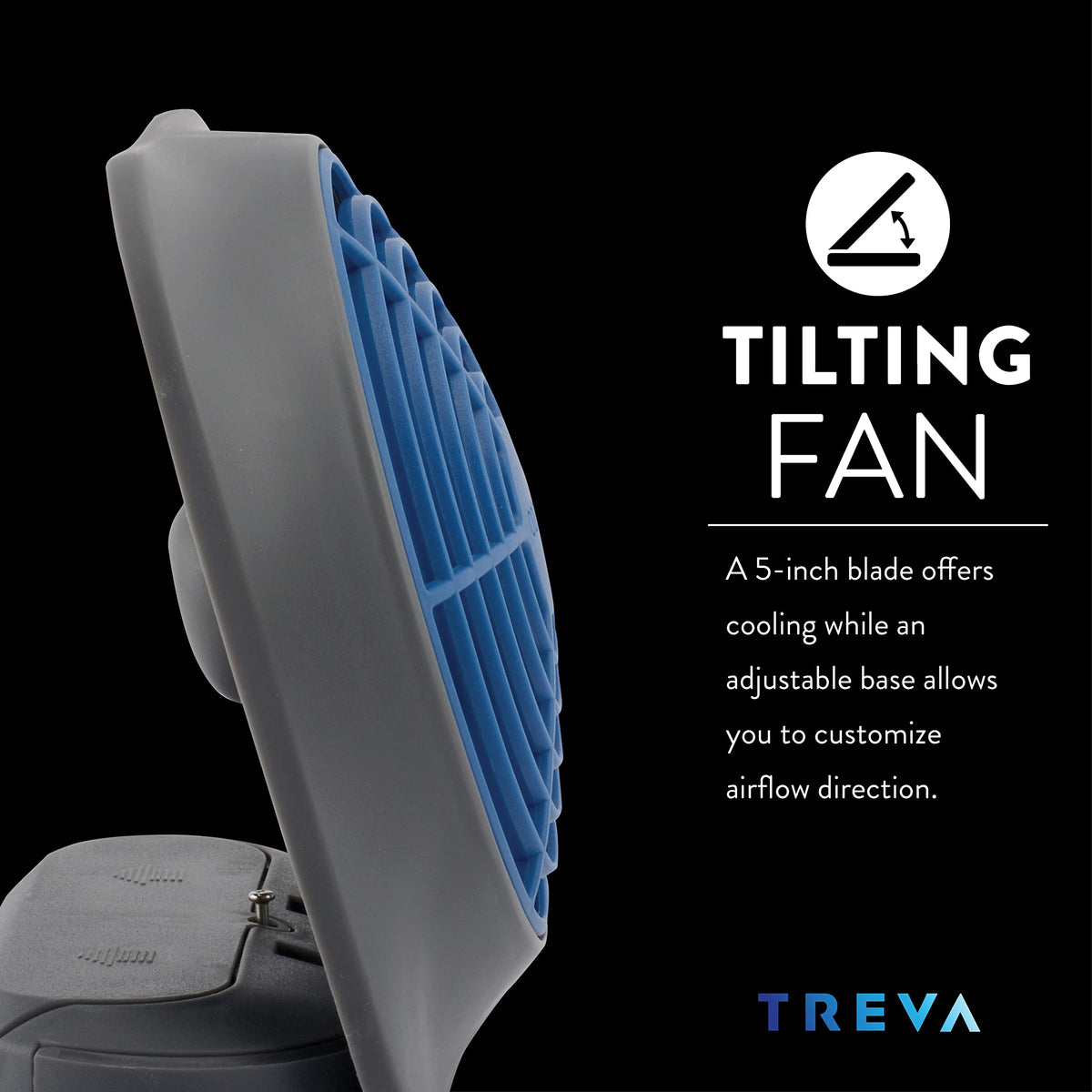 Portable Battery Powered Desk Fan 2-Speed Dark Blue F655566