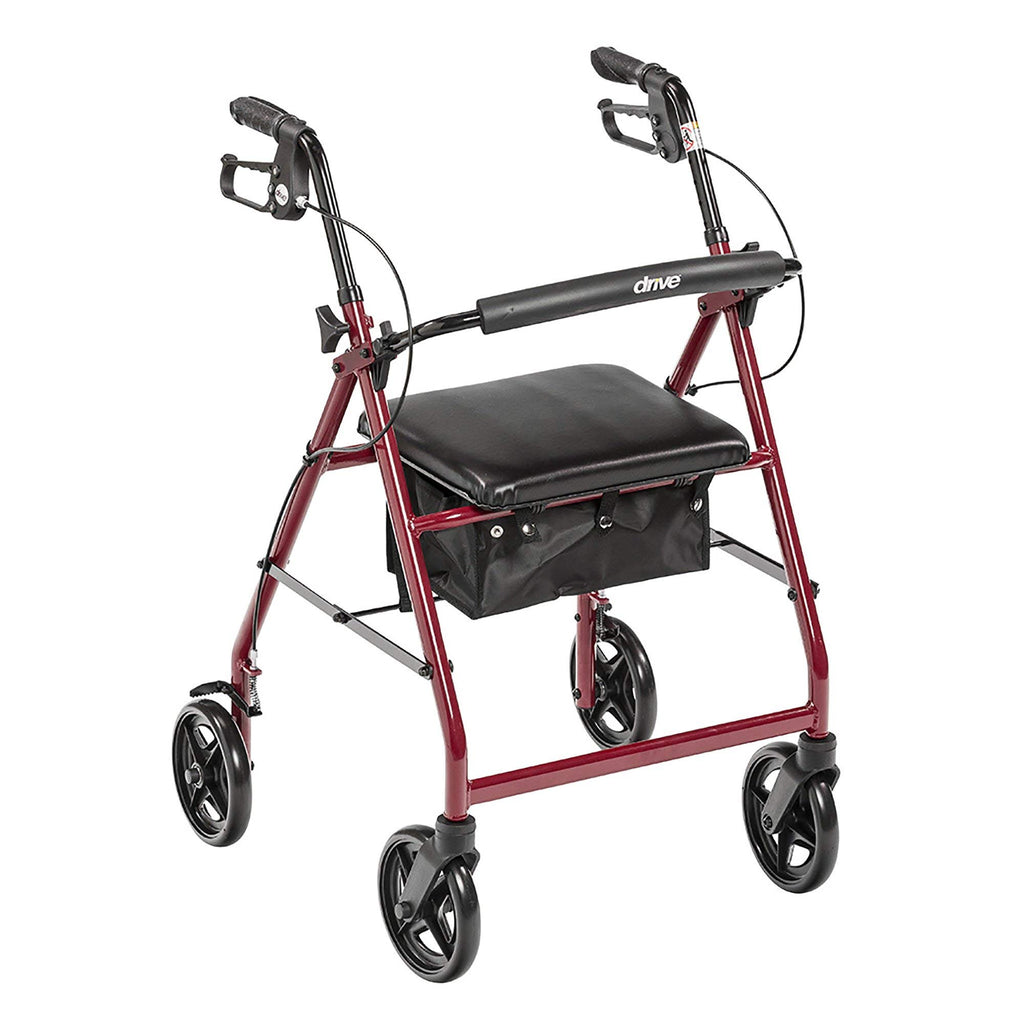 Red Aluminum Rollator with Padded Seat G705316
