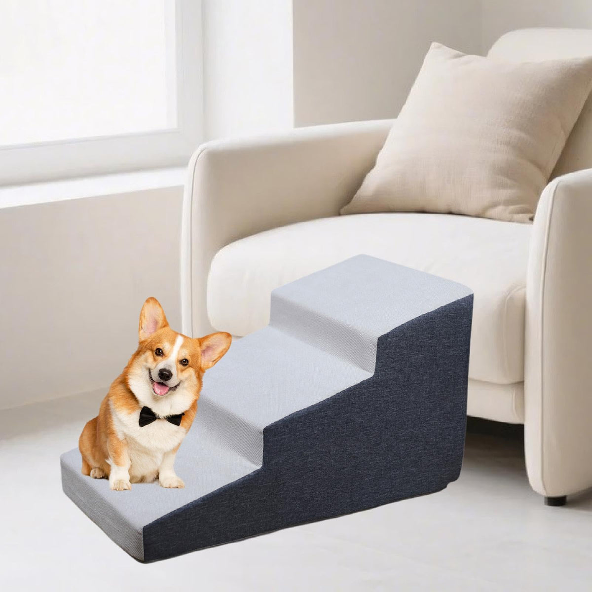 3 Step Dog Stairs Non-Slip Dark Gray M466