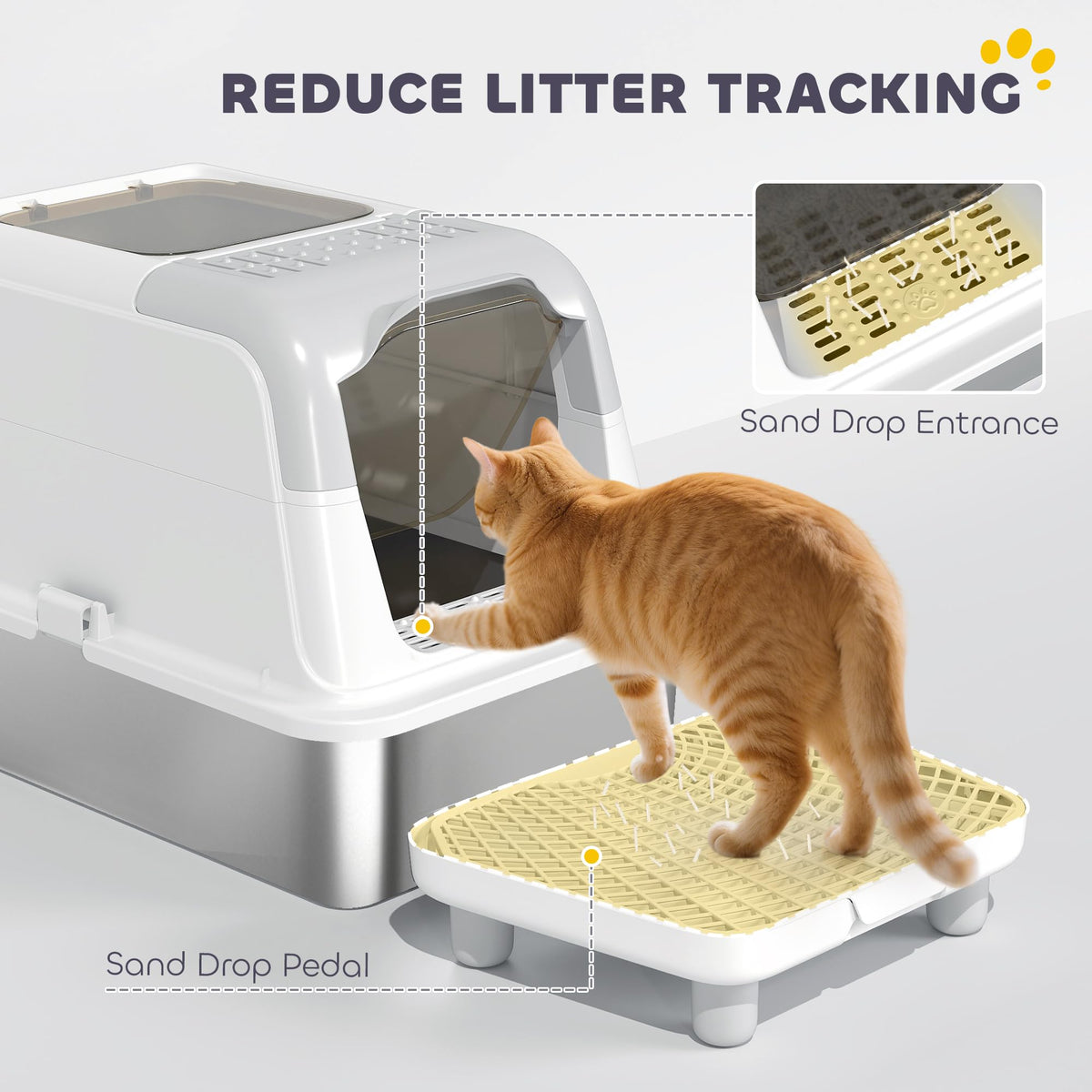 Extra Large Enclosed Stainless Steel Cat Litter Box K2388