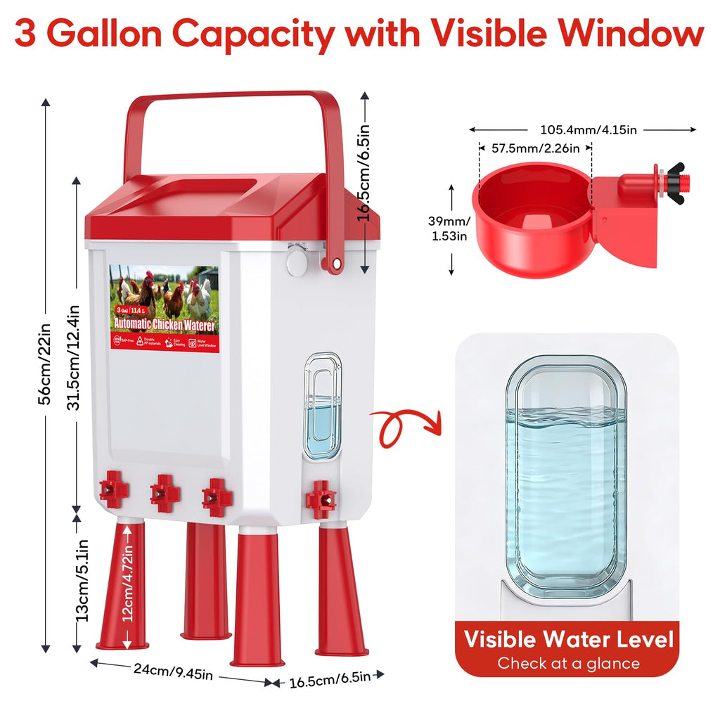 Automatic Chicken Waterer 3 Gallons with Float Valve E344